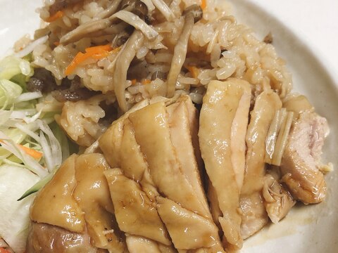 炊飯器で2品♪鶏の照り煮&炊き込みご飯